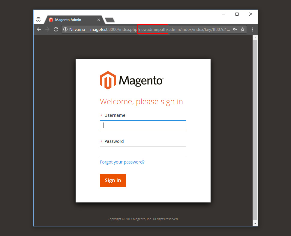 Change Magento 2 Admin URL